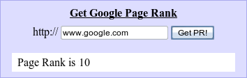 Screenshot sobre como obtener el Page Rank de Google con javascript